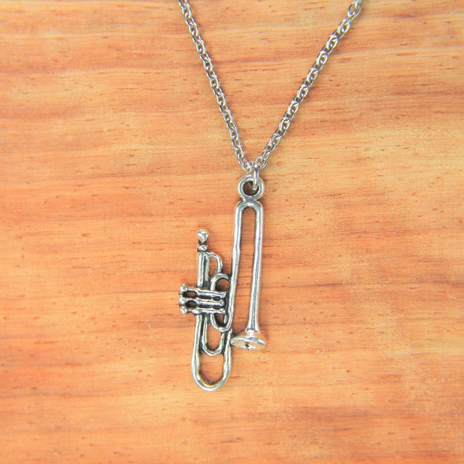 Silver Trombone Charm Necklace Trombone Necklace Trombone Gift Etsy