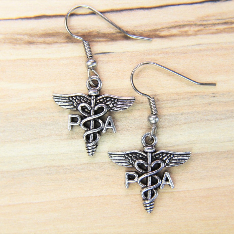 Silver Physician Assistant Charm Earring PA Medical Earrings Physician Assistant Graduation Gift Medical Student Gift Personalized Gift