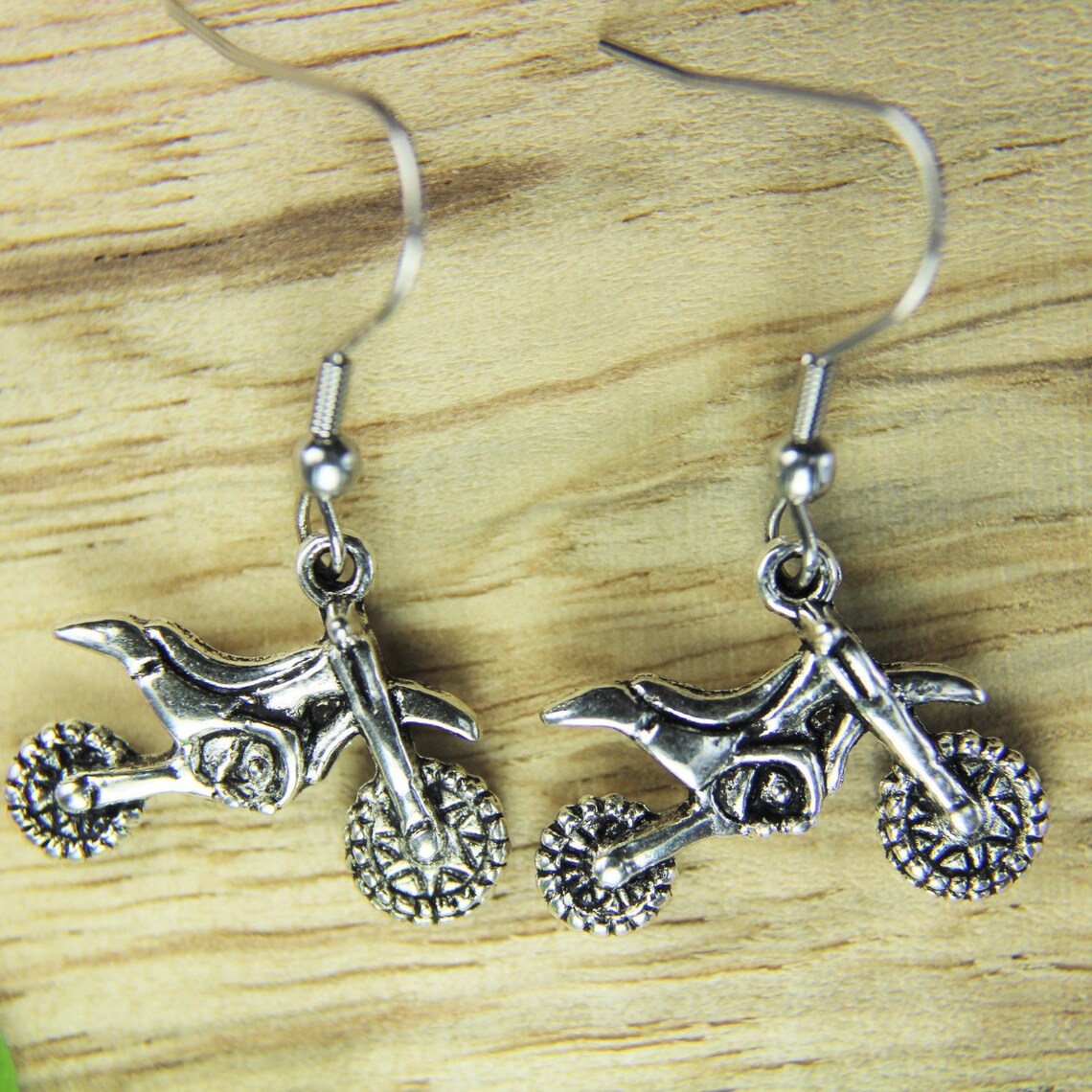 Dirt Bike Earrings Silver Motocross Rider Charm Earrings Etsy