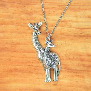 Big Giraffe Necklace Silver Giraffe Mom& Baby Charm Necklace Mother's Day Christmas Gift Valentine' s Gift Birthday Gift Personalized image 7