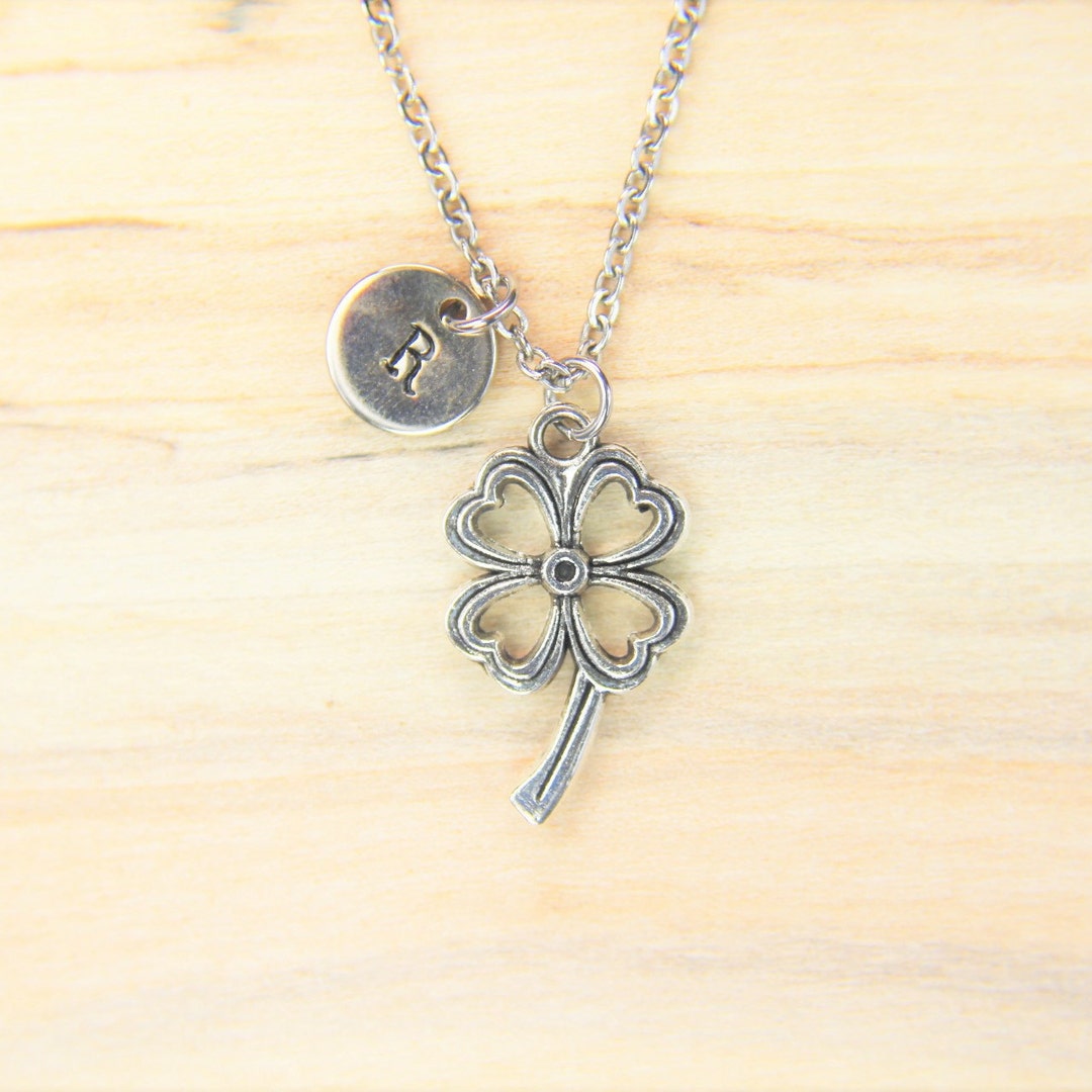 Silver Four Leaf Clover Charm Necklace Leaf Charm Four Clove Necklace
