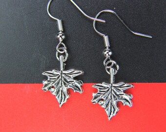 Maple Leaf Earrings Silver Maple Leaf Charm Earrings Maple Leaf Jewelry Maple Leaf Pendant Outdoors Gift Charm Earrings Personalized Gift