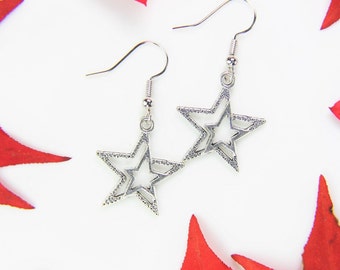 Best Star Christmas Earrings Mother's Day Gift Double Star Charm Celestial Gift Friend Gift Star Earrings Gift for Women Personalized Gift