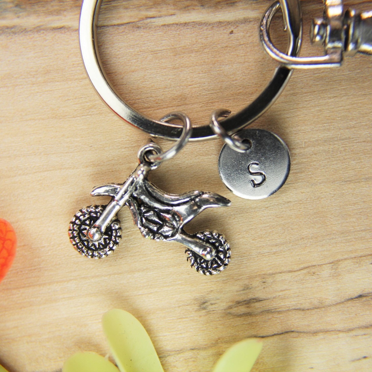 Silver Motorcycle Charm Keychain Dirt Bike Jewelry Motocross Etsy