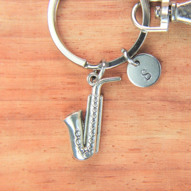 Music Gift Saxophone Keychain Saxophone Key Ring Silver Etsy