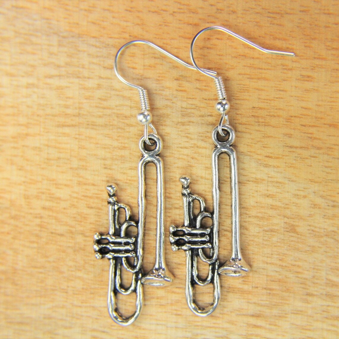 Trombone Earring Silver Trombone Charm Earring Band Gift Etsy
