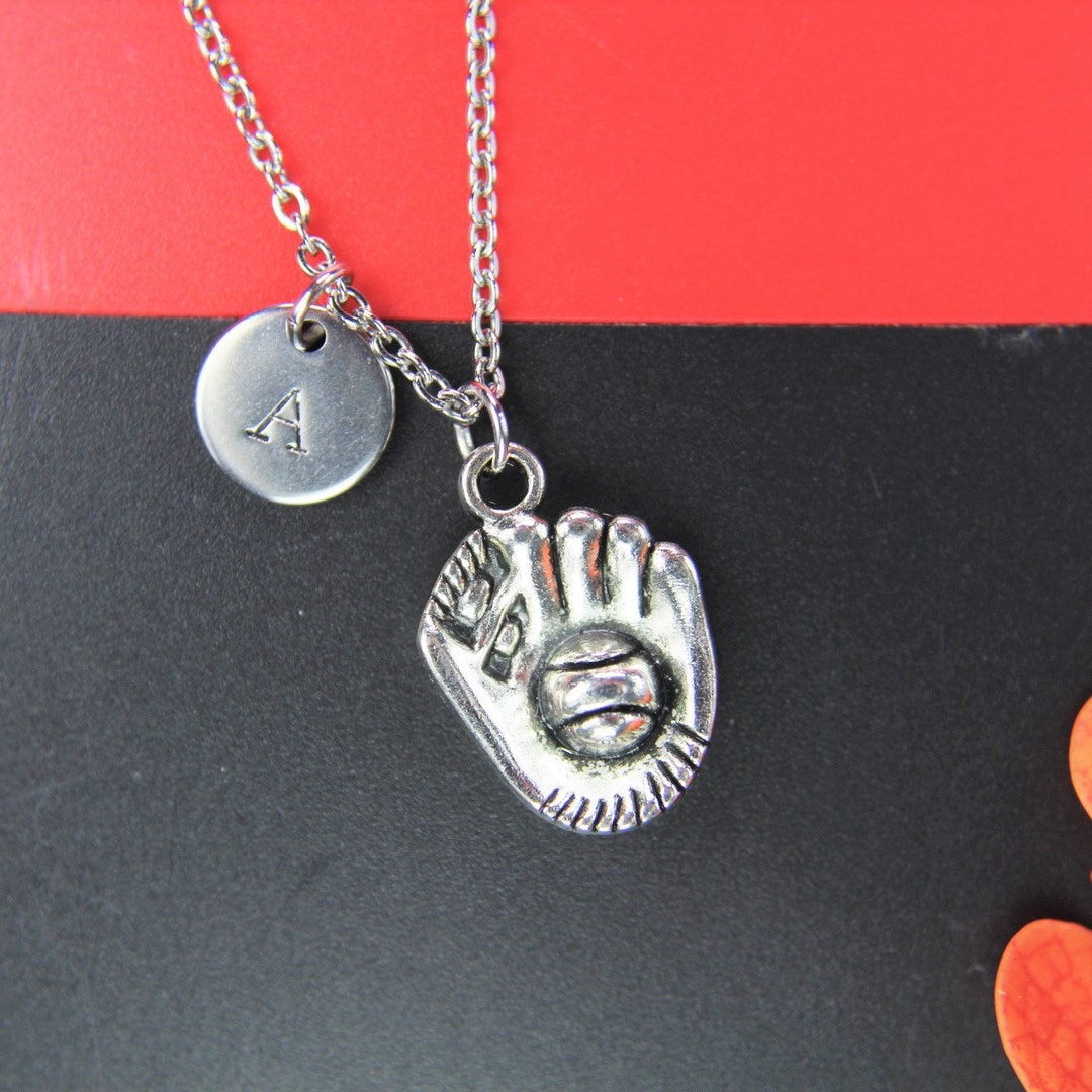 Baseball Glove Necklace Silver Glove Charm Necklace Baseball Etsy