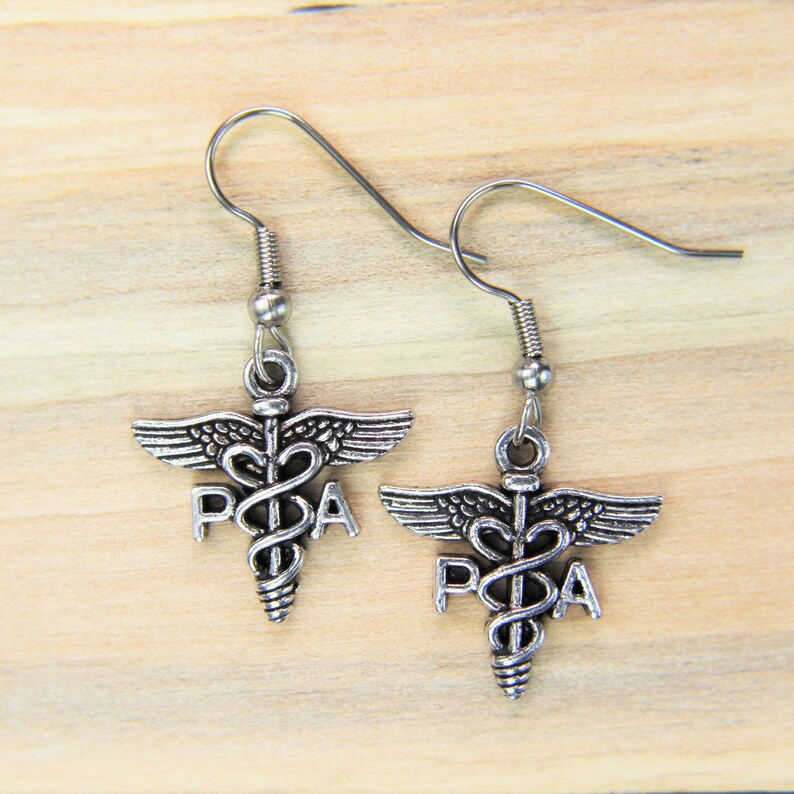 Silver Physician Assistant Charm Earring PA Medical Earrings Physician Assistant Graduation Gift Medical Student Gift Personalized Gift