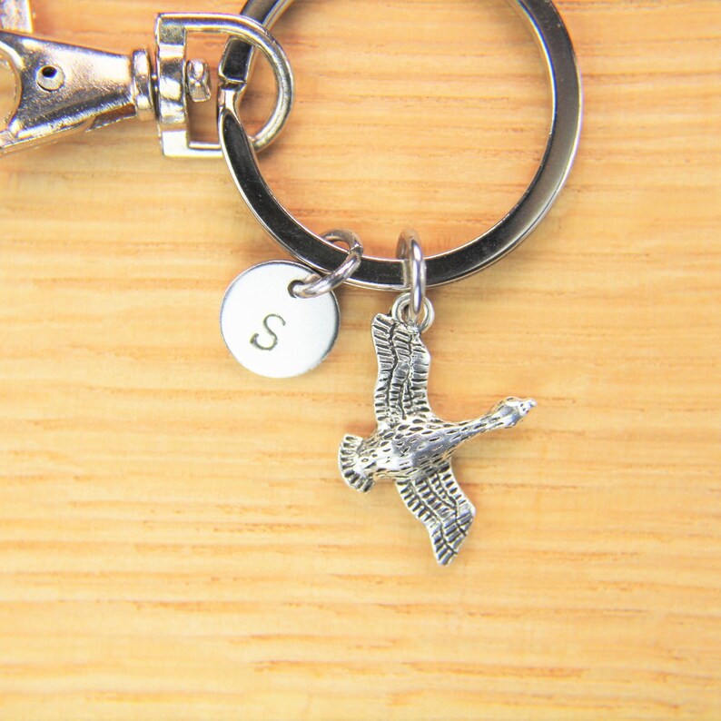 Silver Goose Charm Keychain Flying Bird Charm Keychain Duck Etsy
