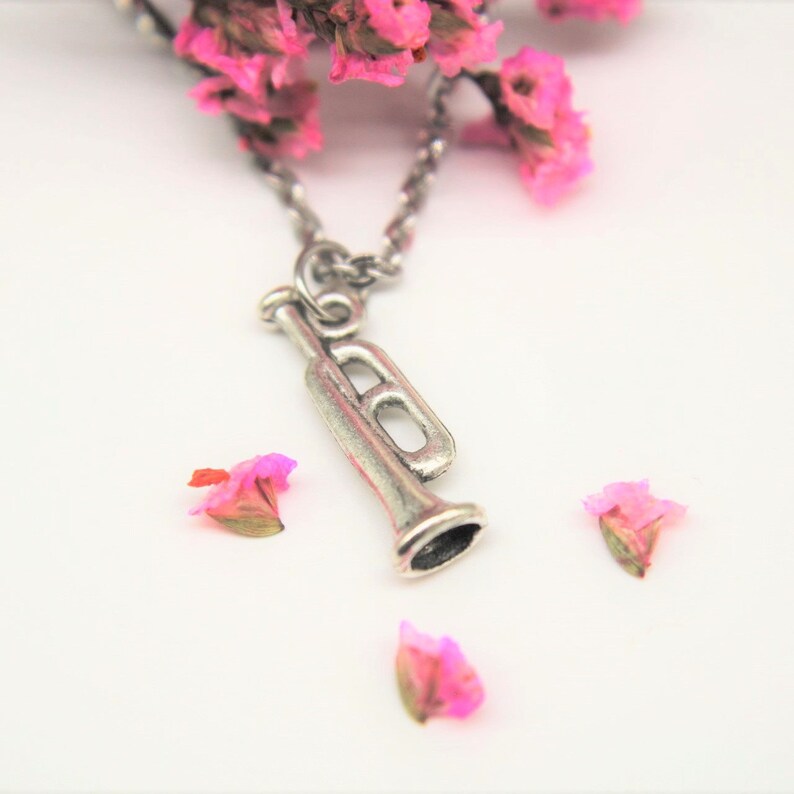 Silver Trumpet Charm Necklace Trumpet Necklace Trumpet Gift Music Gift Music Instrument Charm Personalized Gift Music Teacher Gift
