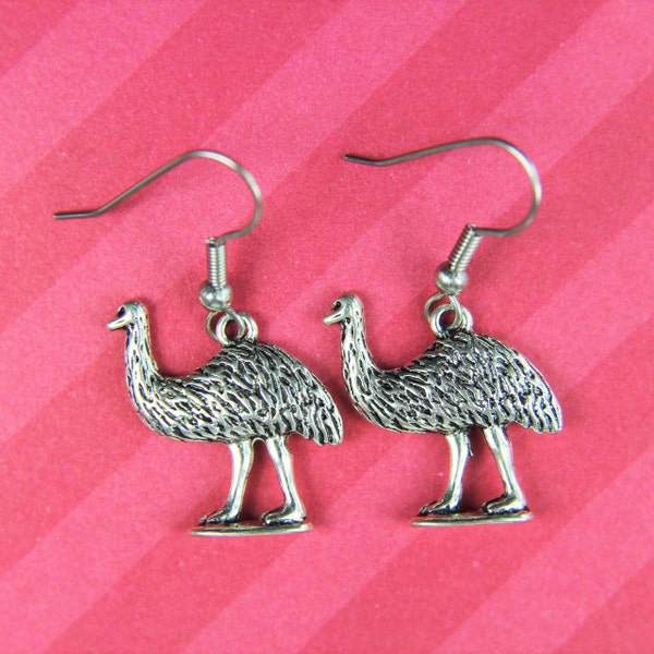 Silver Ostrich Earrings Animal Gift Ostrich Charm Ostrich Earrings Ostrich Bird Earrings Ostrich Gift Ostrich Jewelry Personalized Gift