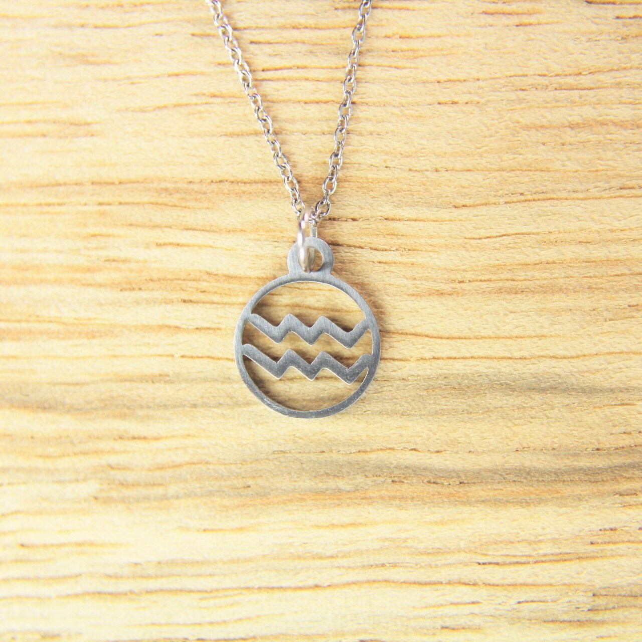 Silver Aquarius Charm Necklace Tiny Aquarius Necklace Aquarius Etsy