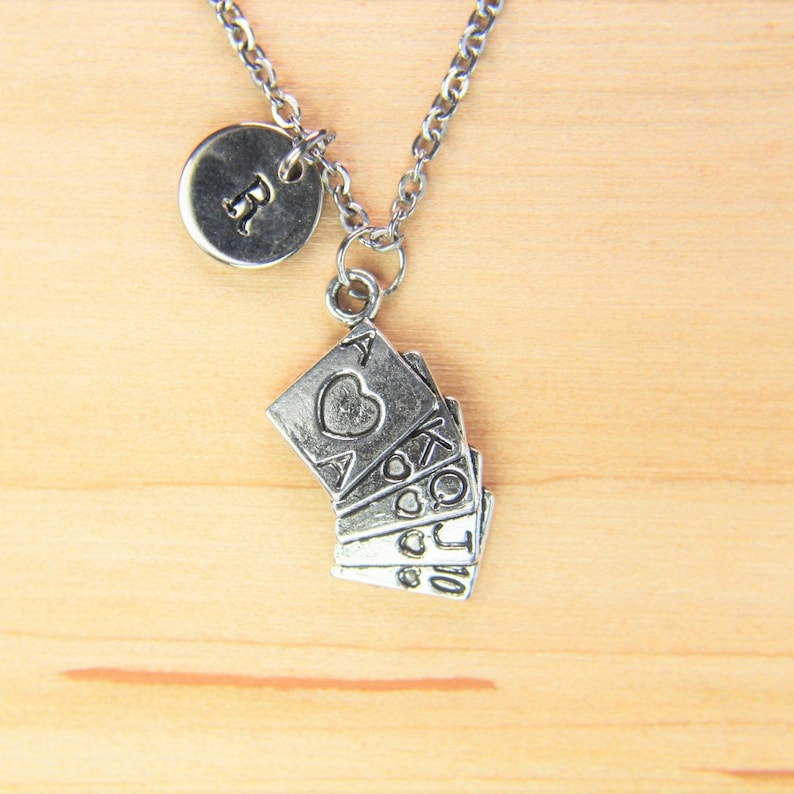 Playing Card Necklace Silver Playing Card Charm Necklace Poker Etsy de