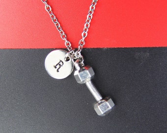 Dumbbell Necklace Silver Dumbbell Charm Necklace Weights Gifts Dumbbell Jewelry Athlete Gift Best Christmas Gift Personalized Gift