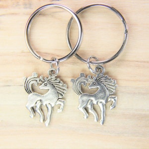 Set of 2 Horse Charm Keychain Silver Horse Charm Horse Jewelry Wild Animal Gift Birthday Gift Christmas Gift Outdoor Gift Personalized Gift