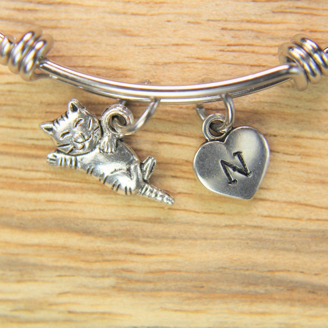Best Christmas Gift Cat Bracelet Cat Bangle Cute Cat Charm Cat Etsy