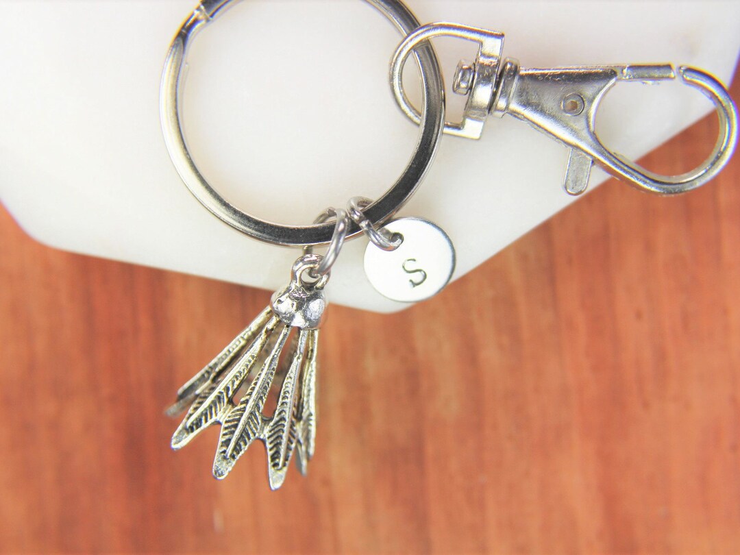 Silver Shuttlecock Charm Keychains, Birdie Keychain, Silver Birdie