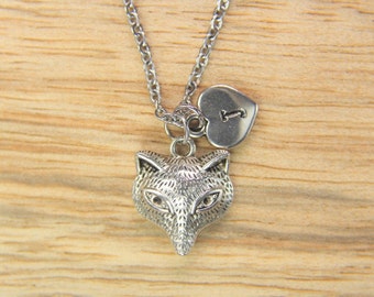 Silver Fox Charm Necklace Fox Charm Animal  Pendant Wild Animal Charm Fox Jewelry Personalized Necklace Initial Charm