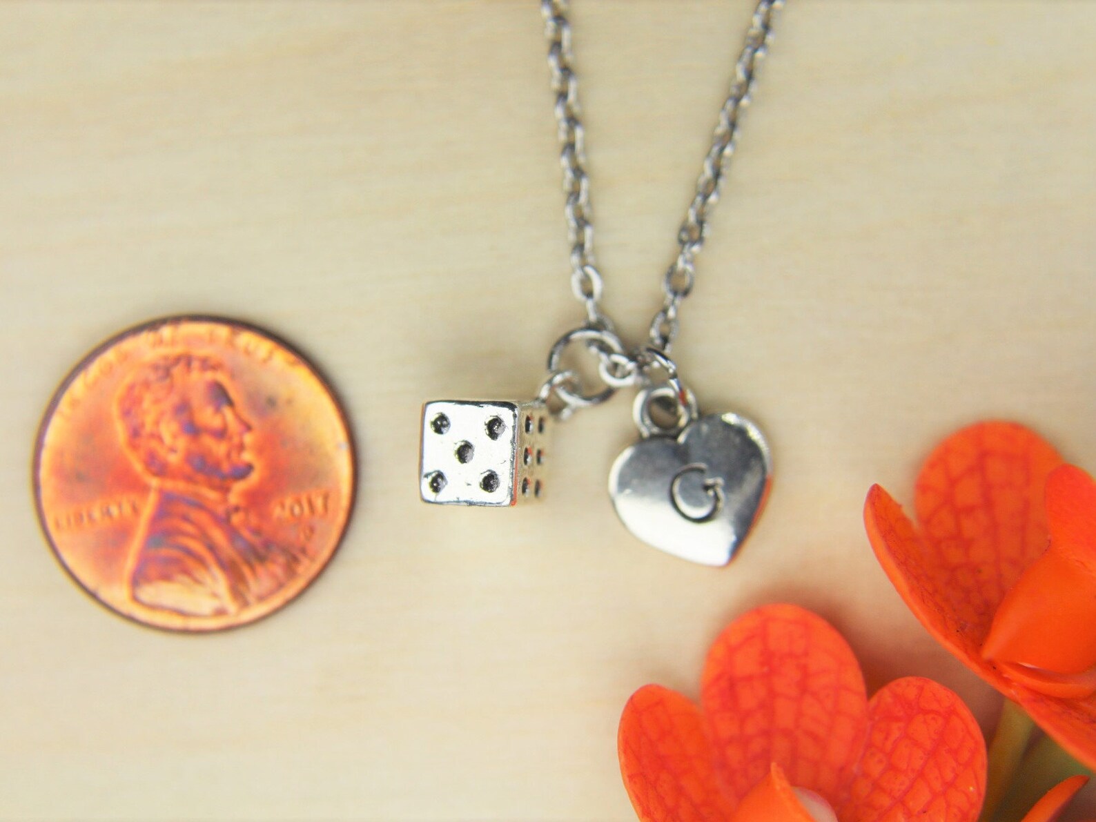 Dice Necklace Silver Dice Charm Necklace Gambling Pendant Etsy