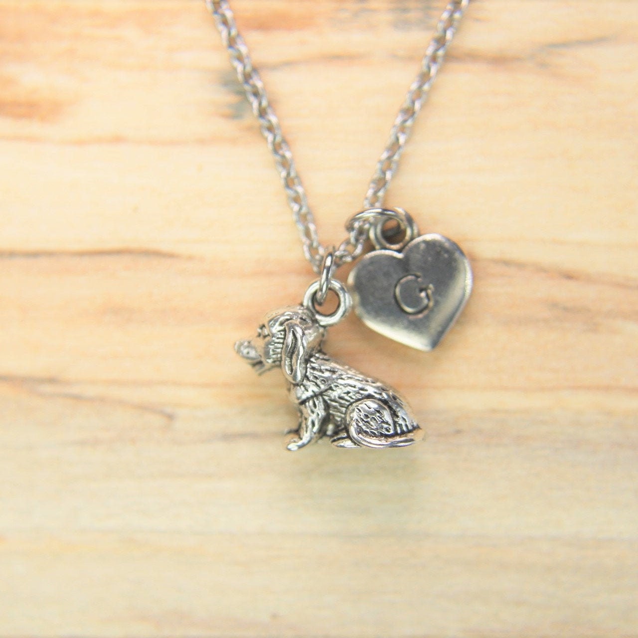 Dog Charm Necklace Silver Dog Charm Necklace Dog Gift Pet Etsy