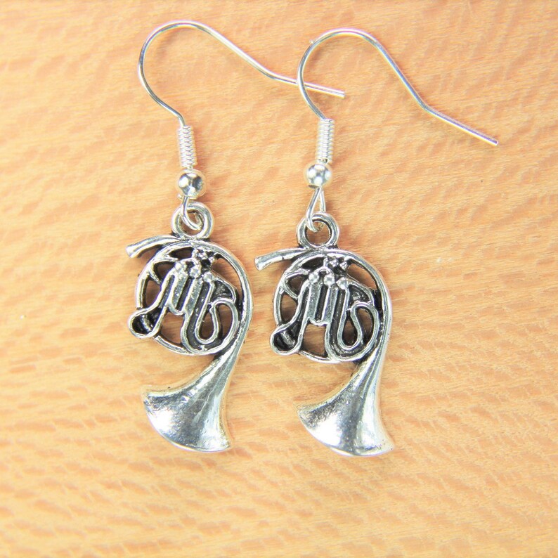 Double French Horn Earrings Silver French Horn Earrings French Etsy