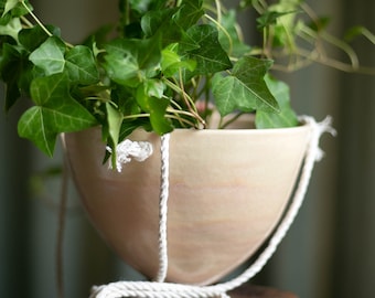 hanging bullet planter - large - pink, matte white, speckled white