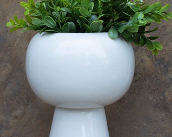 Unique Ceramic Pedestal Planter - Pot on both ends! - Ceramic Pedestal Centerpiece