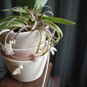 Ceramic Hanging Planter - Handmade Succulent Pot - Indoor Outdoor Hanging Planter