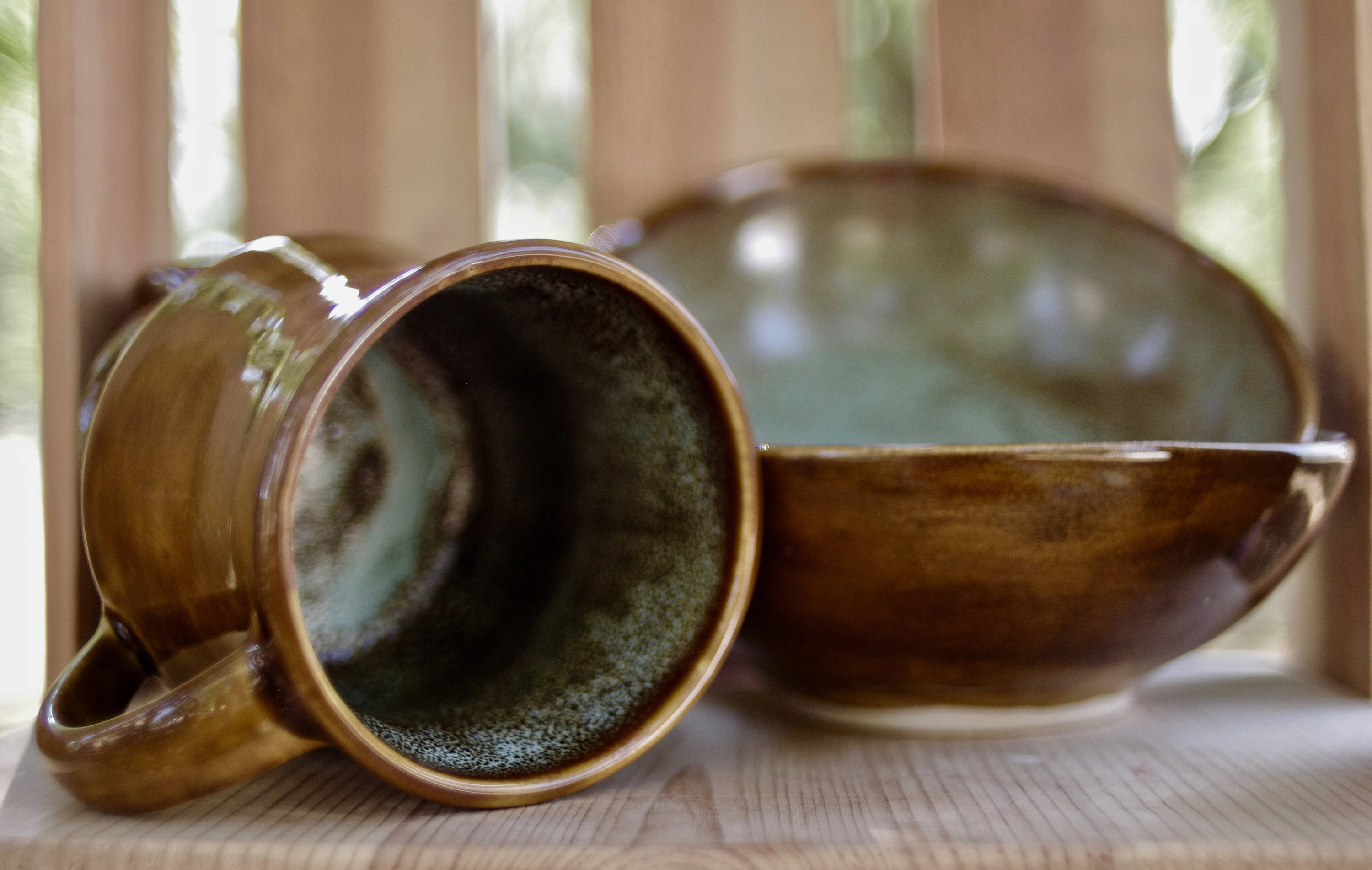 Rustic Brown Dinnerware Set Art Deco Plates and Bowls Etsy