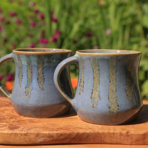 Blue and Gold Mug with Drippy Accents - Handmade Ceramic Mugs