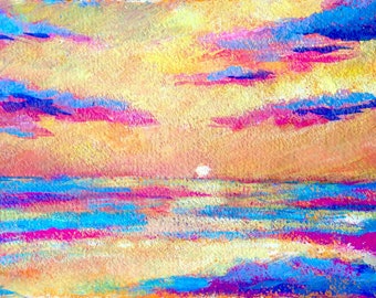 5”x7” Sunset at Wrightsville Beach / Original Art Print
