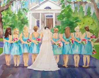 Custom Wedding Paintings, anniversary gift, watercolor from wedding photo, original painting
