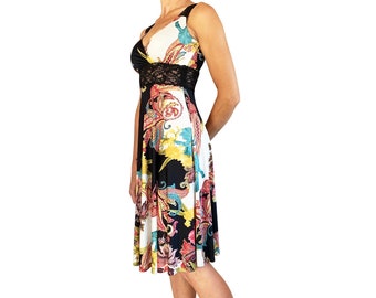Spring Paisley Tango Dress. Circle Skirt Dress. Milonga Dress