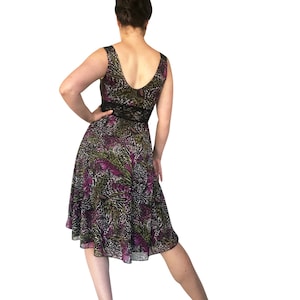 Olive-Purple Mesh Tango Dress. Circle Skirt Dress. Milonga Dress