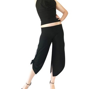 Black Solid; Cropped Tango Pant; Double Slit Tango Pant; Milonga Pant