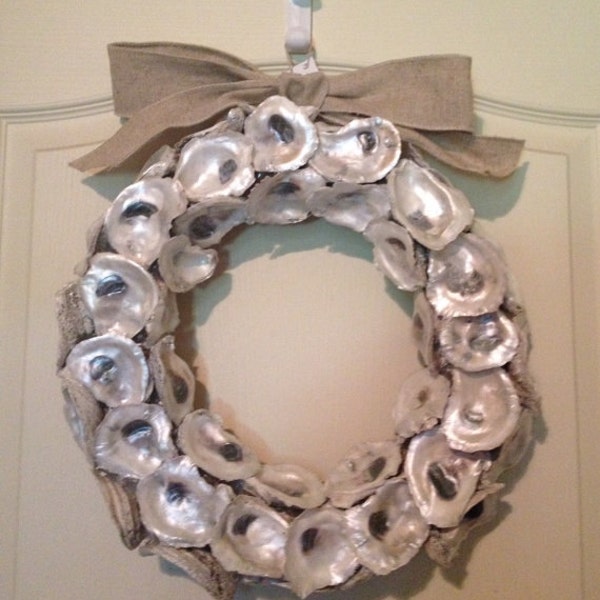 Pearlized Oyster Shell Wreath; Oyster Wreath; NOLA; Grey Thistle; Louisiana Wreath