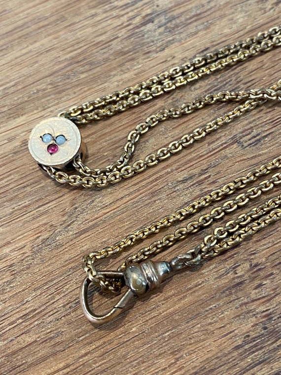 Victorian Gilt Gold Slide Necklace Gem