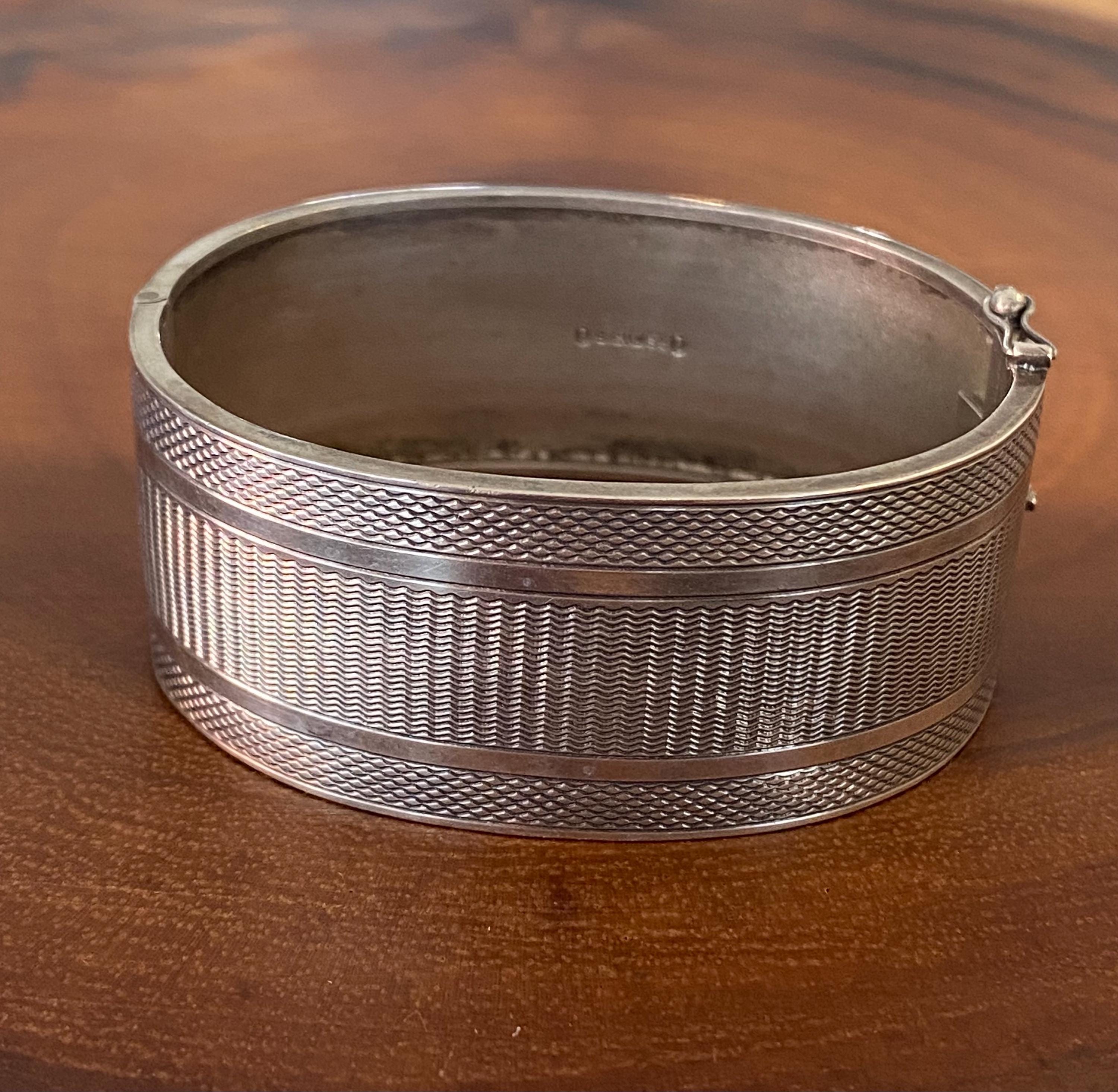 Vintage Silver Engine Turned Bangle Bracelet - Etsy UK