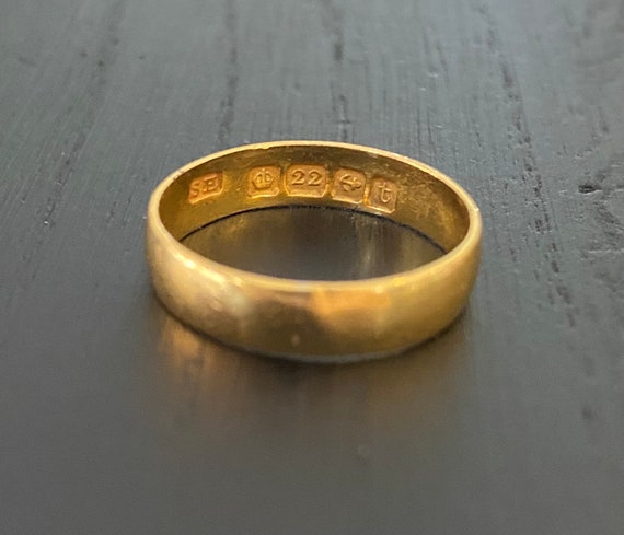 Antique 22K Gold Band - Birmingham 1918 - Size 5 - image 3