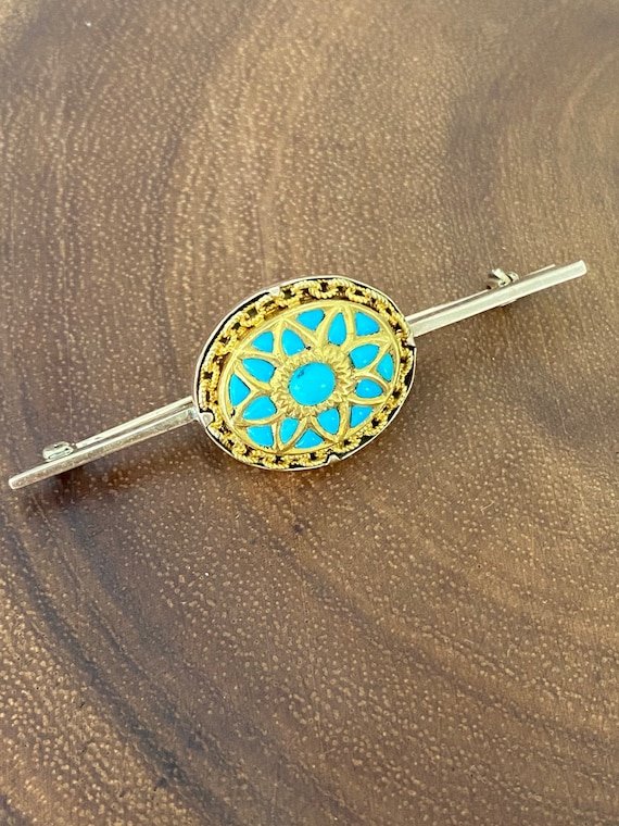 Victorian Turquoise 14K Brooch