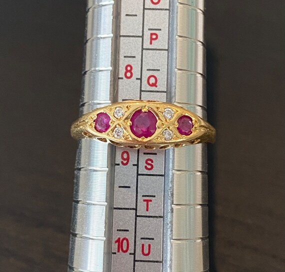 Vintage Ruby Diamond 18K Gold Ring - image 4