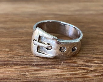 Vintage Sterling Silver Buckle Ring