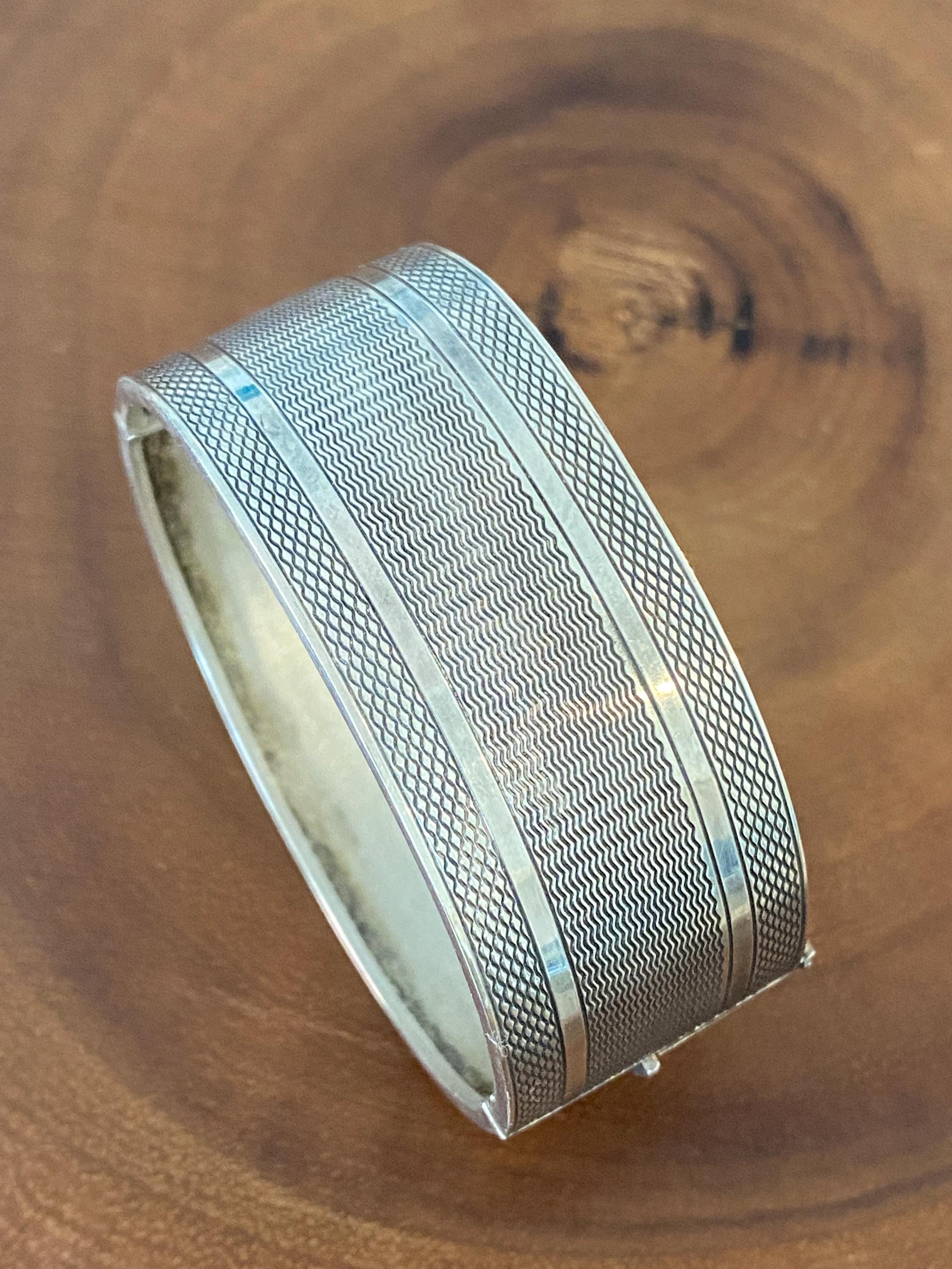 Vintage Silver Engine Turned Bangle Bracelet - Etsy UK