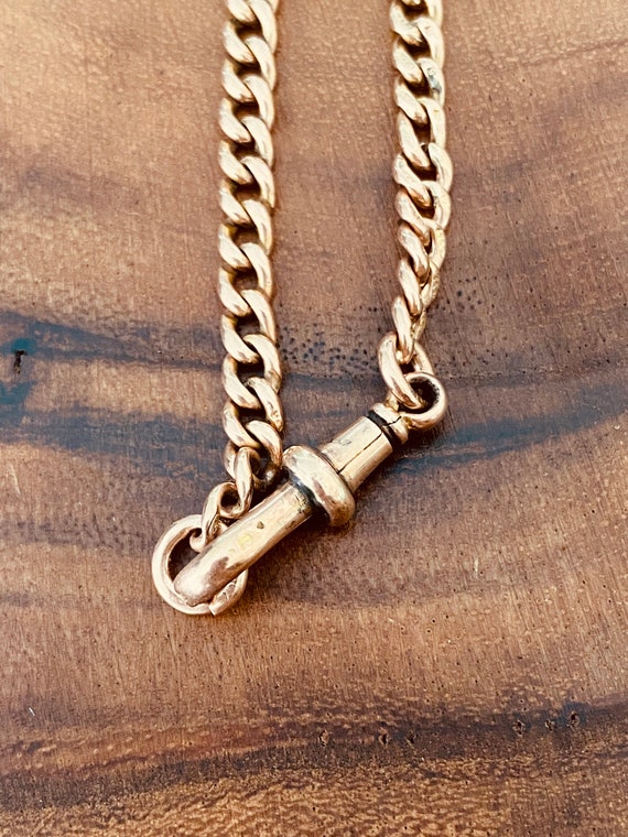 Antique 9K Rose Gold Albert Chain Necklace - image 3