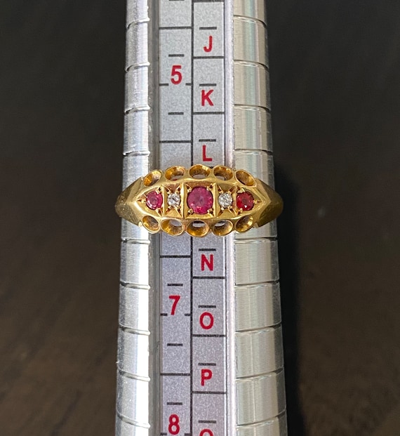 Antique Ruby Diamond 18K Gold Ring - Birmingham 1… - image 6