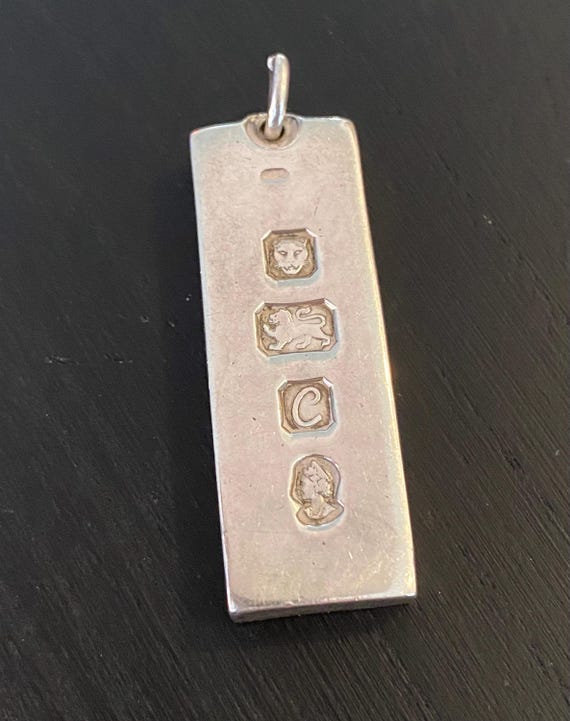 Vintage Silver Ingot Pendant, Silver Chain, 1976, London