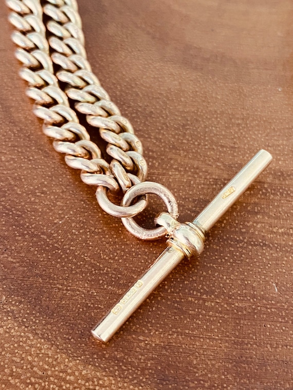 Antique 9K Gold Albert Chain Necklace - image 3