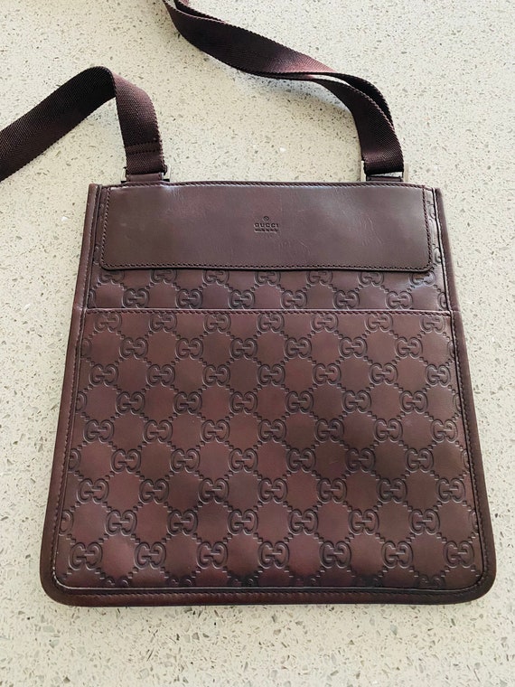 Vintage Gucci Leather Monogram Crossbody Bag