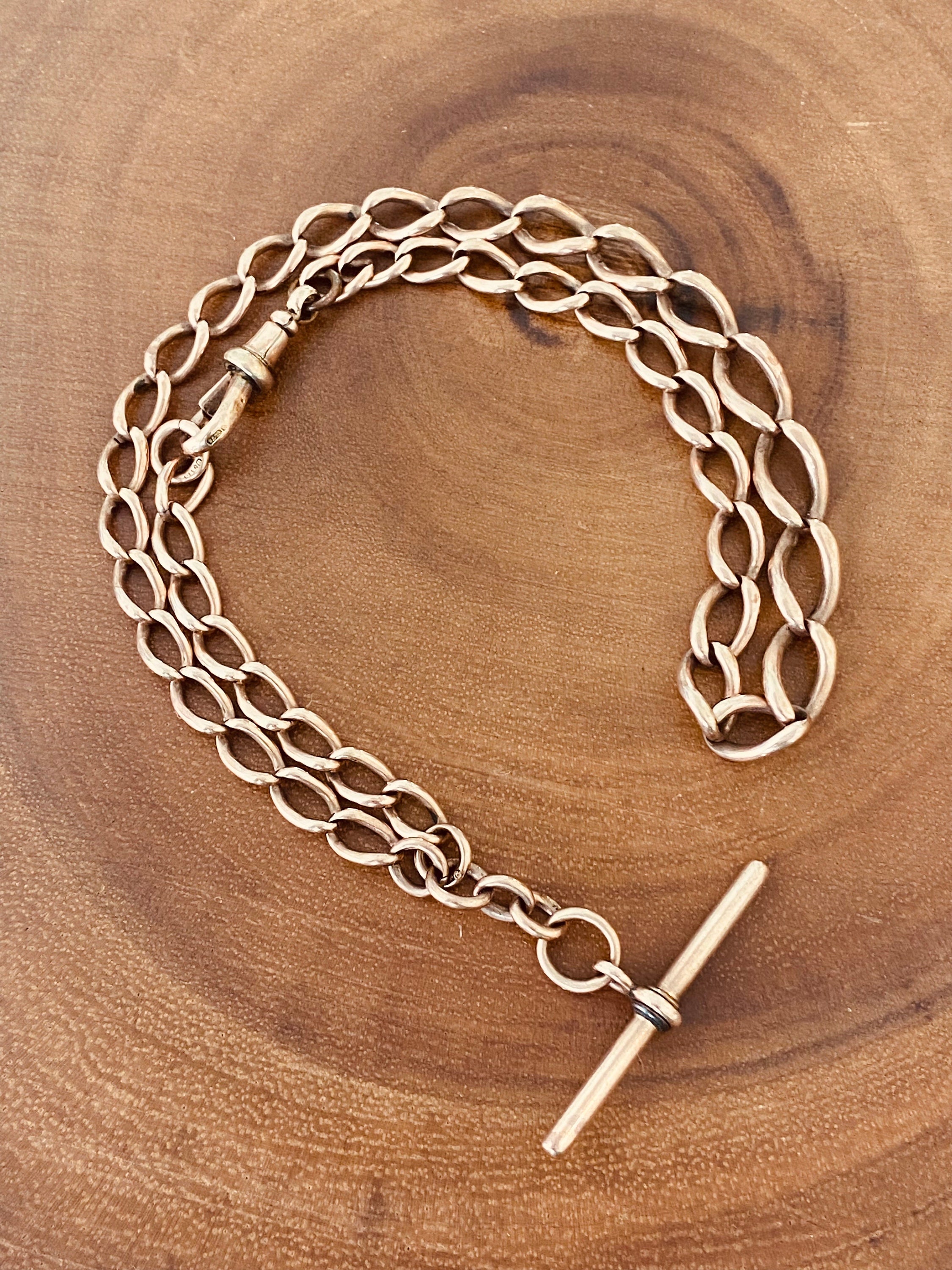 Antique 9k Rose Gold Albert Chain Necklace