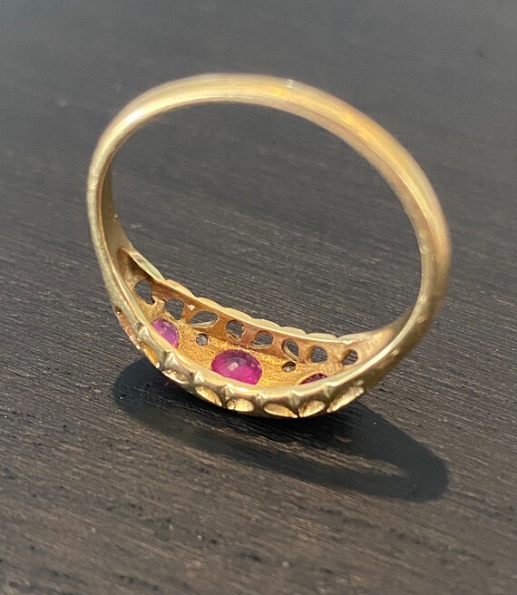 Vintage Ruby Diamond 18K Gold Ring - image 5